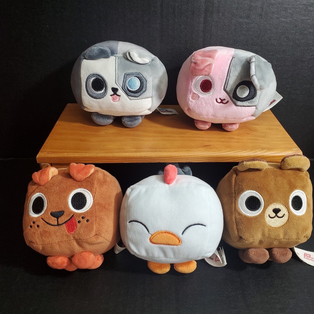 Pet Simulator Mini Plush 4" Stuffed Animal Lot Of 5‎ Cube Shaped Soft Toys